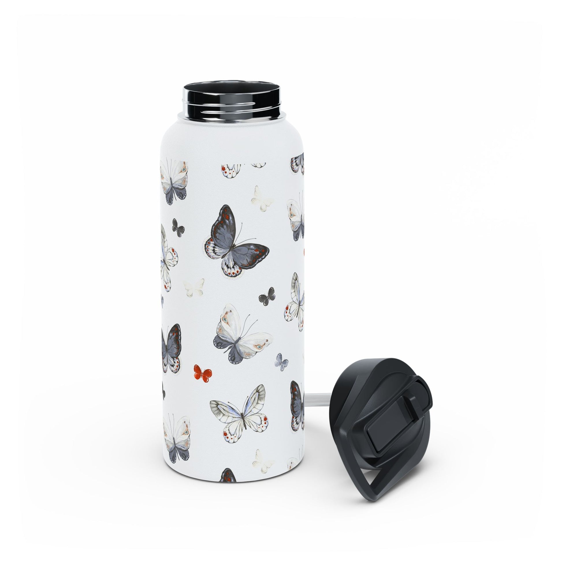 Butterfly Pattern Stainless Steel Water Bottle, Eco-Friendly Hydration, Stylish Travel Mug, Fitness Accessory, Gift for Nature Lovers