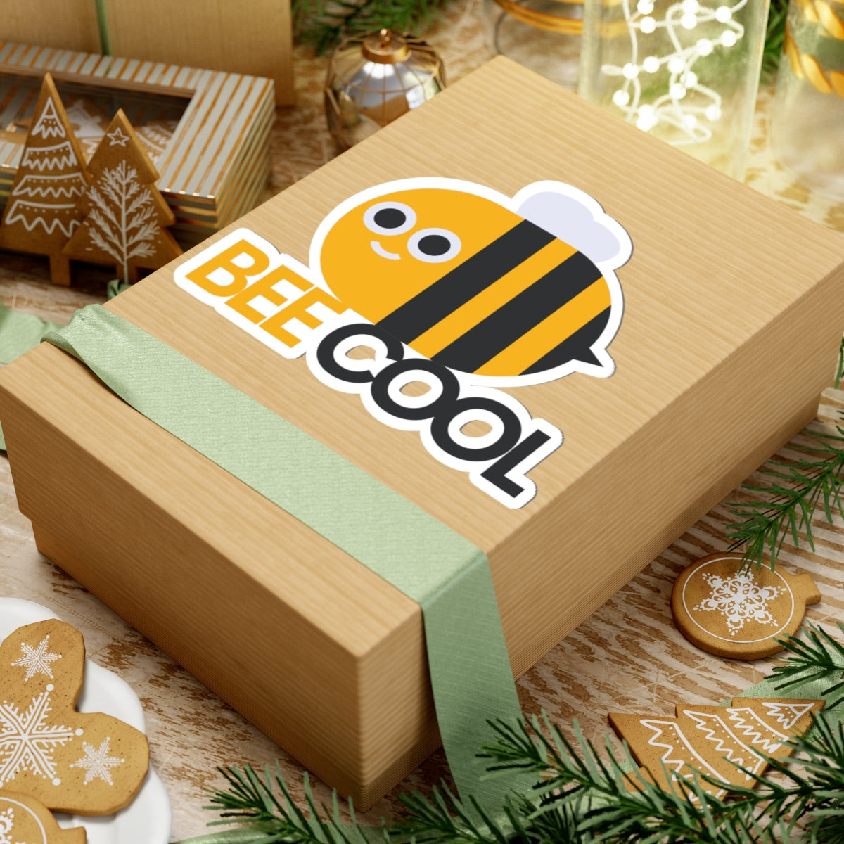 Bee Cool Kiss-Cut Stickers, Cute Bee Stickers, Laptop Stickers, Fun Vinyl Decals, Gifts for Bee Lovers