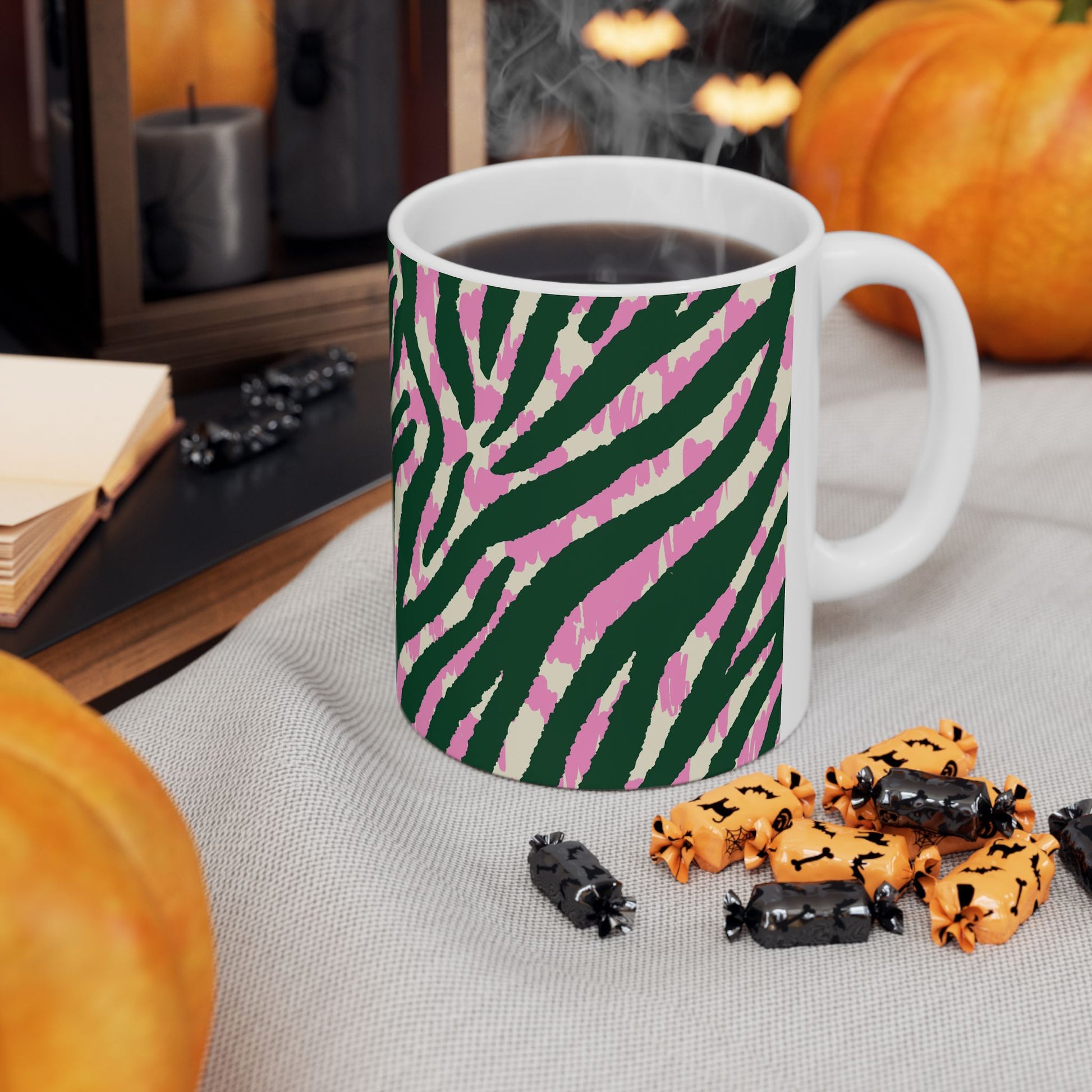 Colorful Zebra Print Ceramic Mug | Unique Animal Pattern Coffee Cups, Fun Gift for Animal Lovers, Home Decor, Kitchen Accessories