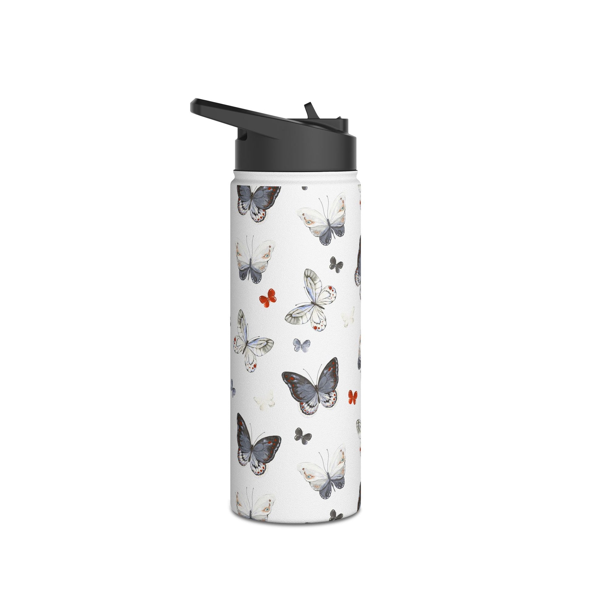 Butterfly Pattern Stainless Steel Water Bottle, Eco-Friendly Hydration, Stylish Travel Mug, Fitness Accessory, Gift for Nature Lovers