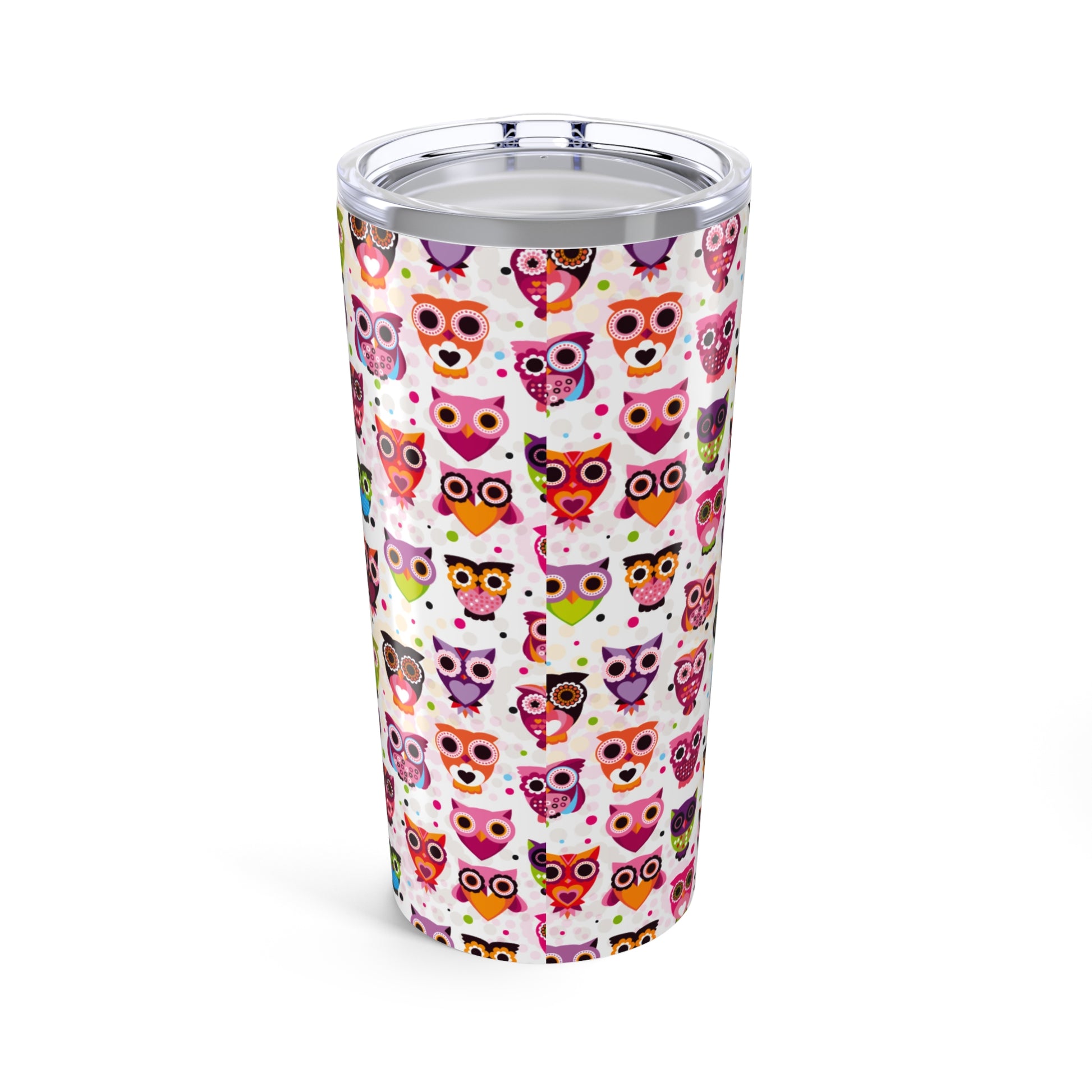 Colorful Owl Tumbler - Fun Travel Mug, Gift for Animal Lovers, Cute Office Mug, Birthday Party Favor, Kids Drinkware