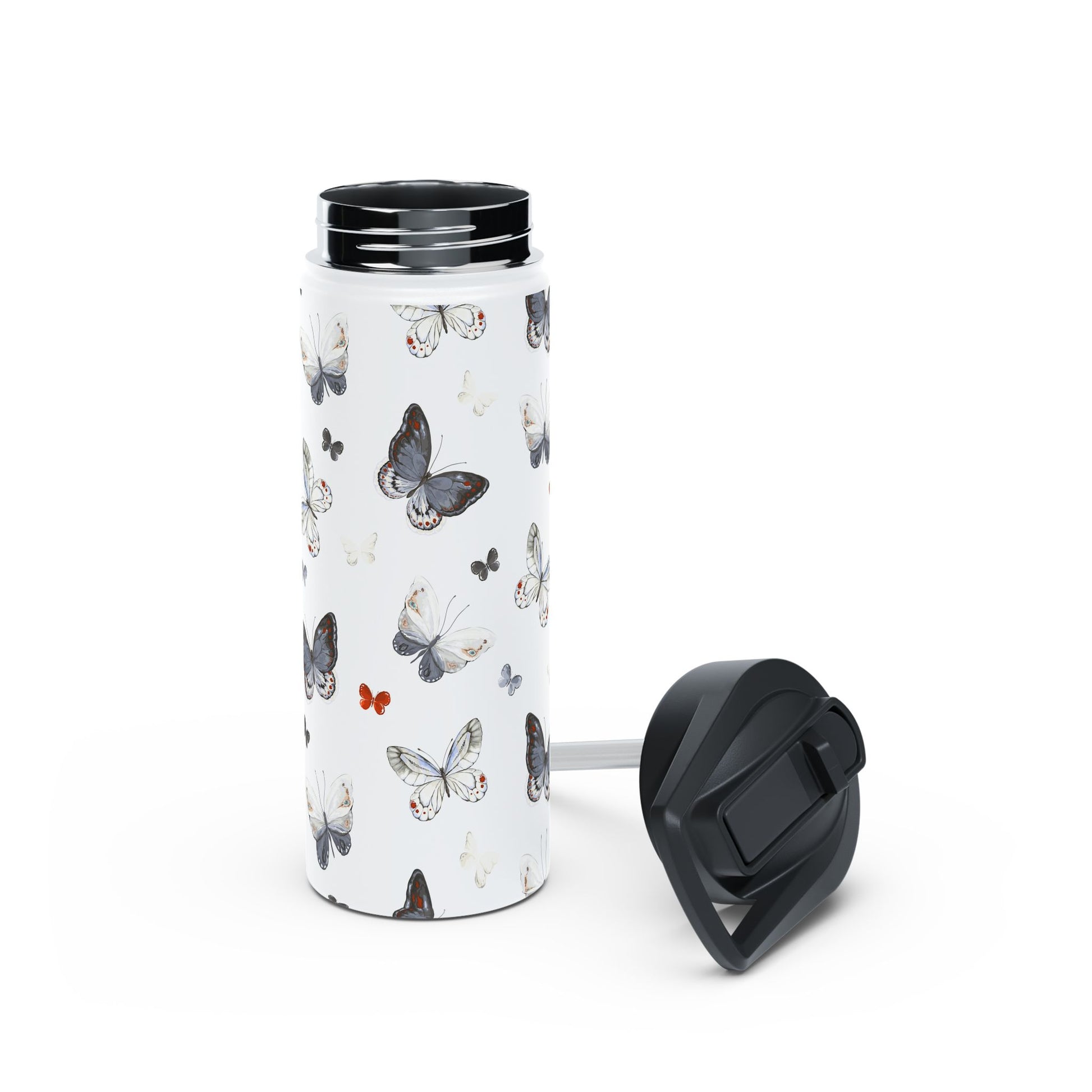 Butterfly Pattern Stainless Steel Water Bottle, Eco-Friendly Hydration, Stylish Travel Mug, Fitness Accessory, Gift for Nature Lovers