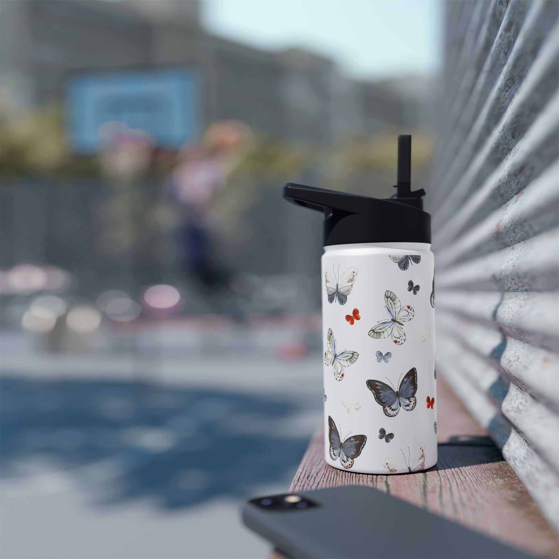 Butterfly Pattern Stainless Steel Water Bottle, Eco-Friendly Hydration, Stylish Travel Mug, Fitness Accessory, Gift for Nature Lovers