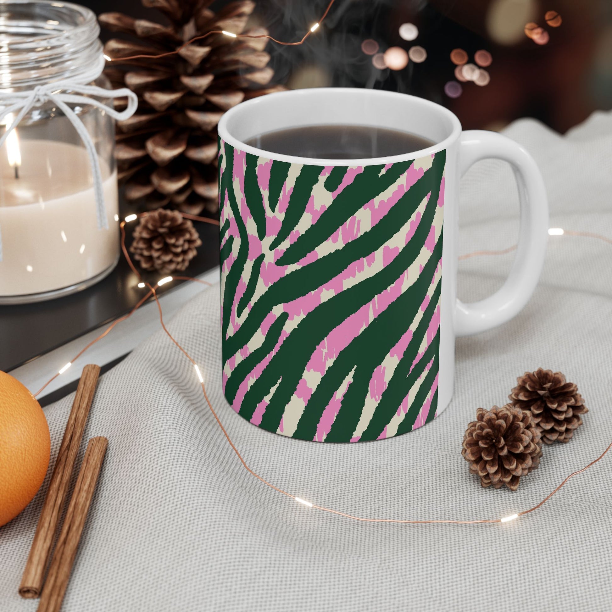 Colorful Zebra Print Ceramic Mug | Unique Animal Pattern Coffee Cups, Fun Gift for Animal Lovers, Home Decor, Kitchen Accessories