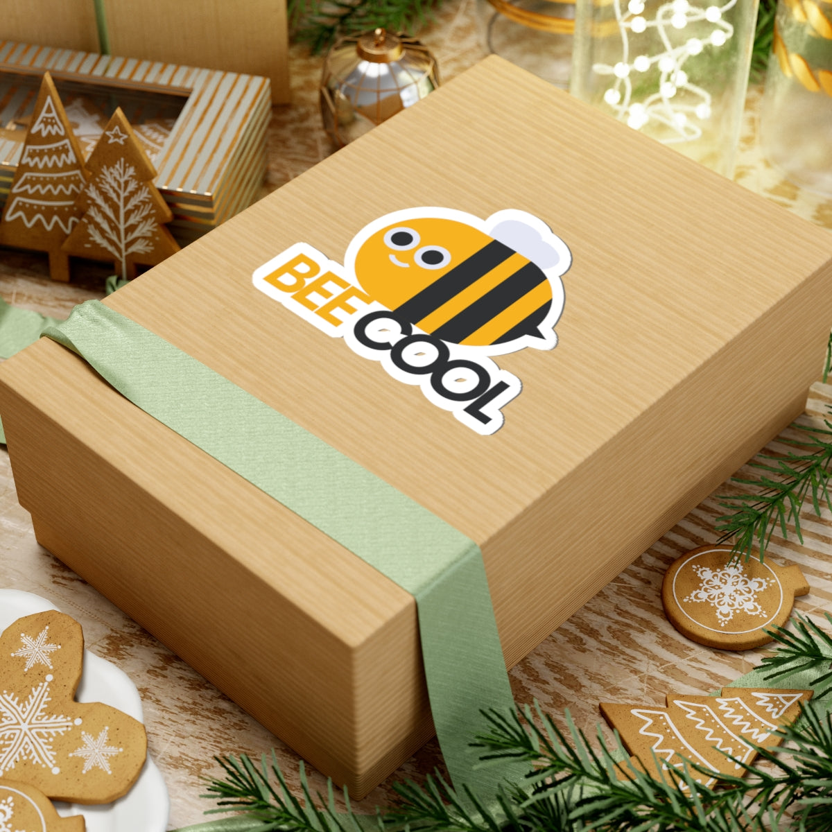 Bee Cool Kiss-Cut Stickers, Cute Bee Stickers, Laptop Stickers, Fun Vinyl Decals, Gifts for Bee Lovers