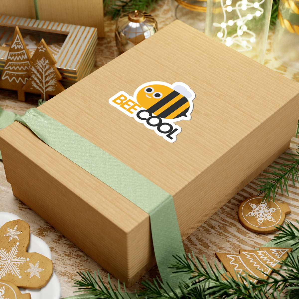 Bee Cool Kiss-Cut Stickers, Cute Bee Stickers, Laptop Stickers, Fun Vinyl Decals, Gifts for Bee Lovers