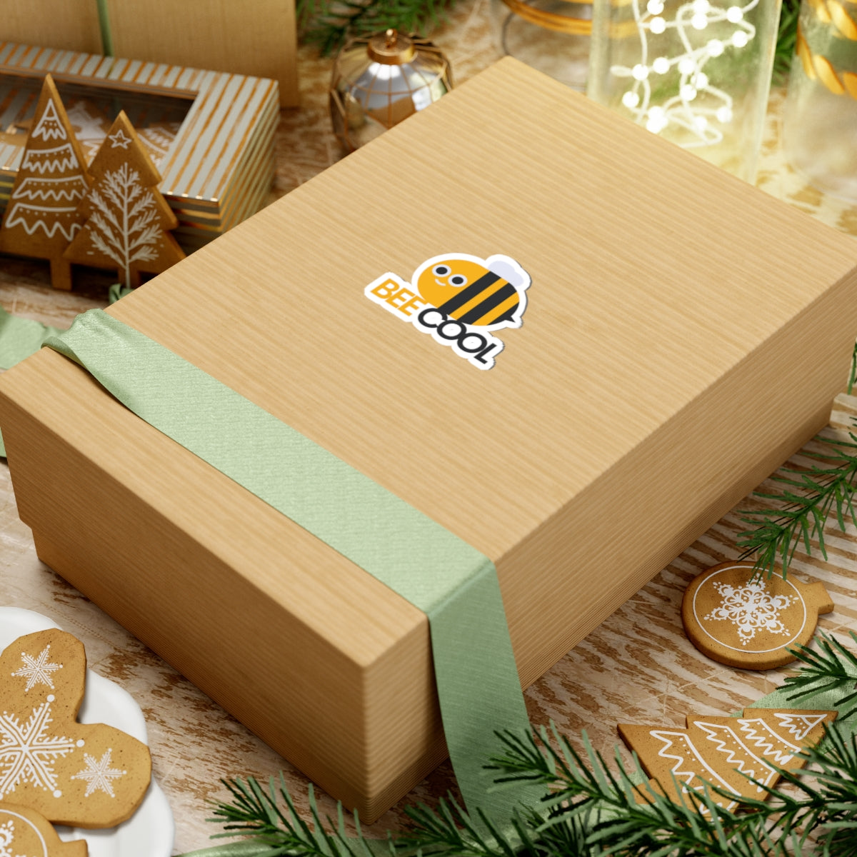 Bee Cool Kiss-Cut Stickers, Cute Bee Stickers, Laptop Stickers, Fun Vinyl Decals, Gifts for Bee Lovers