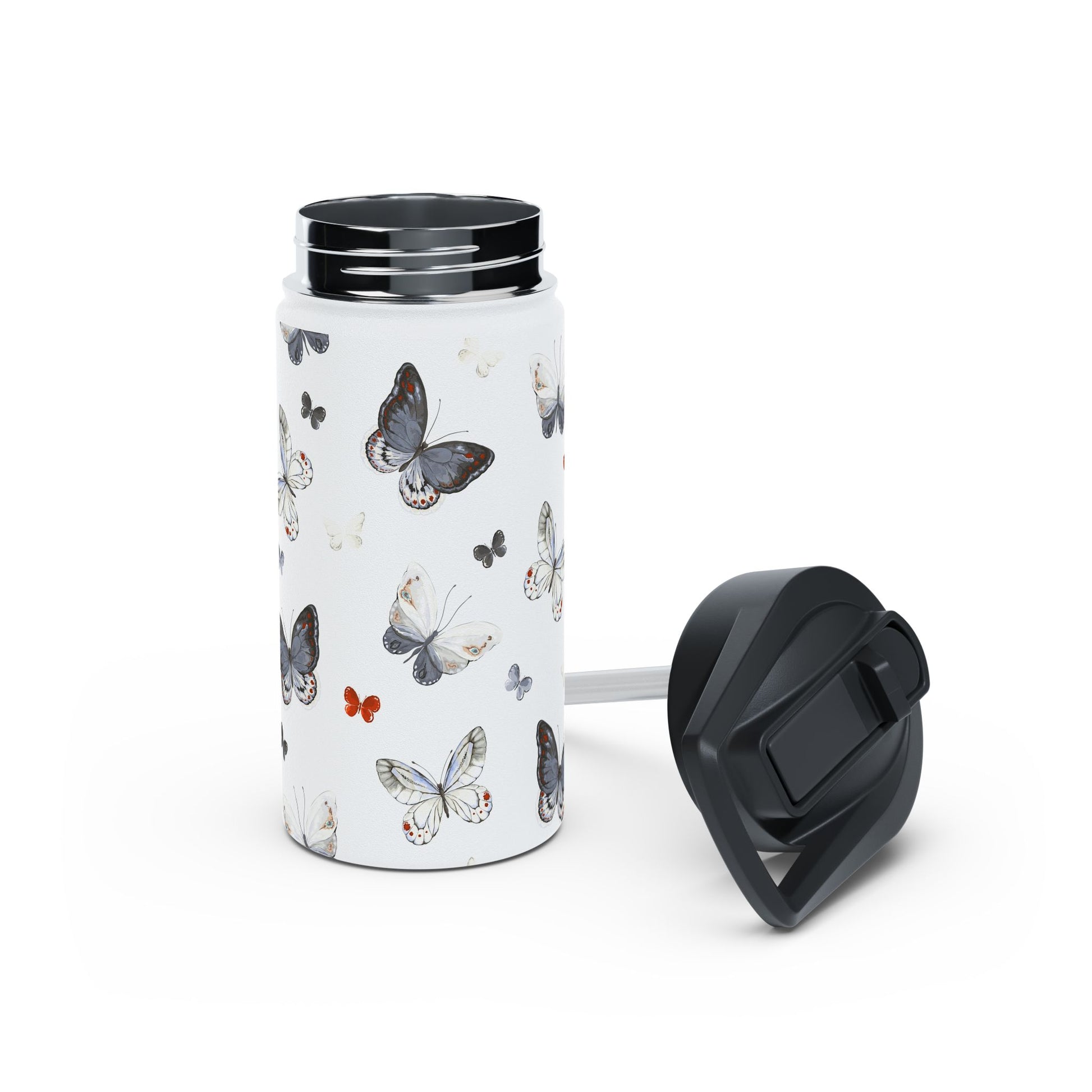 Butterfly Pattern Stainless Steel Water Bottle, Eco-Friendly Hydration, Stylish Travel Mug, Fitness Accessory, Gift for Nature Lovers